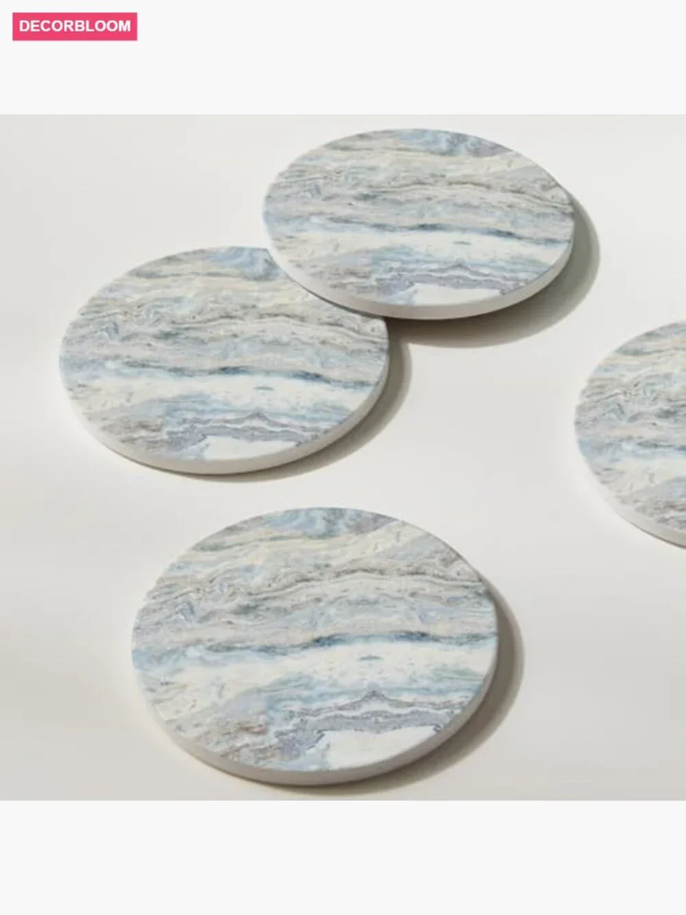 Set of 6 Absorbent Ceramic Coasters with Holder & Cork Backing